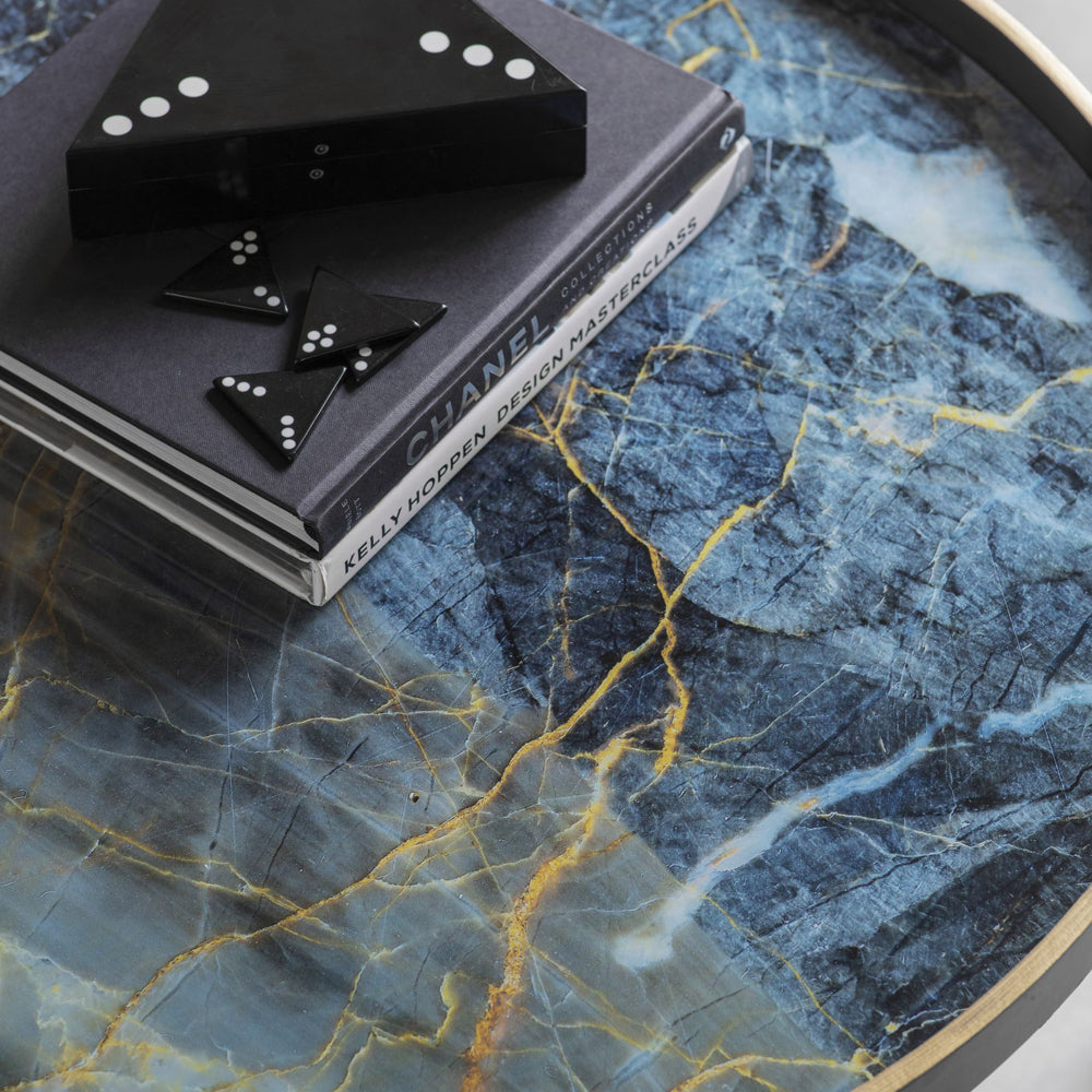 Product photograph of Libra Interiors Vesuvius Coffee Table In Blue Black from Olivia's.