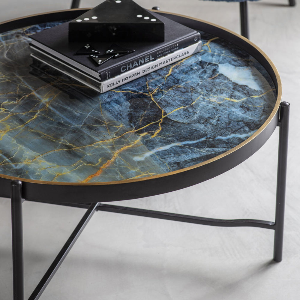 Product photograph of Libra Interiors Vesuvius Coffee Table In Blue Black from Olivia's.