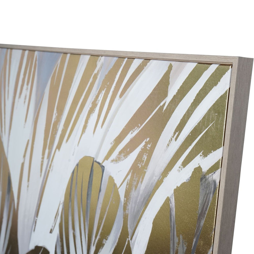 Product photograph of Libra Interiors Grey Feather Foiled Framed Canvas 140x100cm from Olivia's.