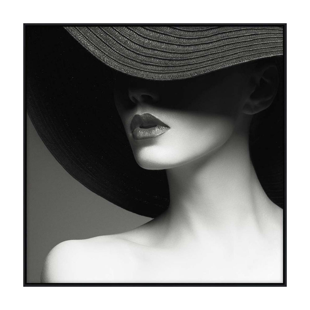 Product photograph of Libra Interiors Lady In Hat Framed Canvas 100x100cm from Olivia's