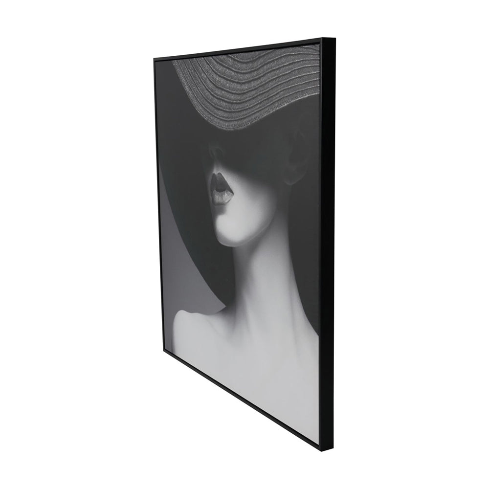 Product photograph of Libra Interiors Lady In Hat Framed Canvas 100x100cm from Olivia's.