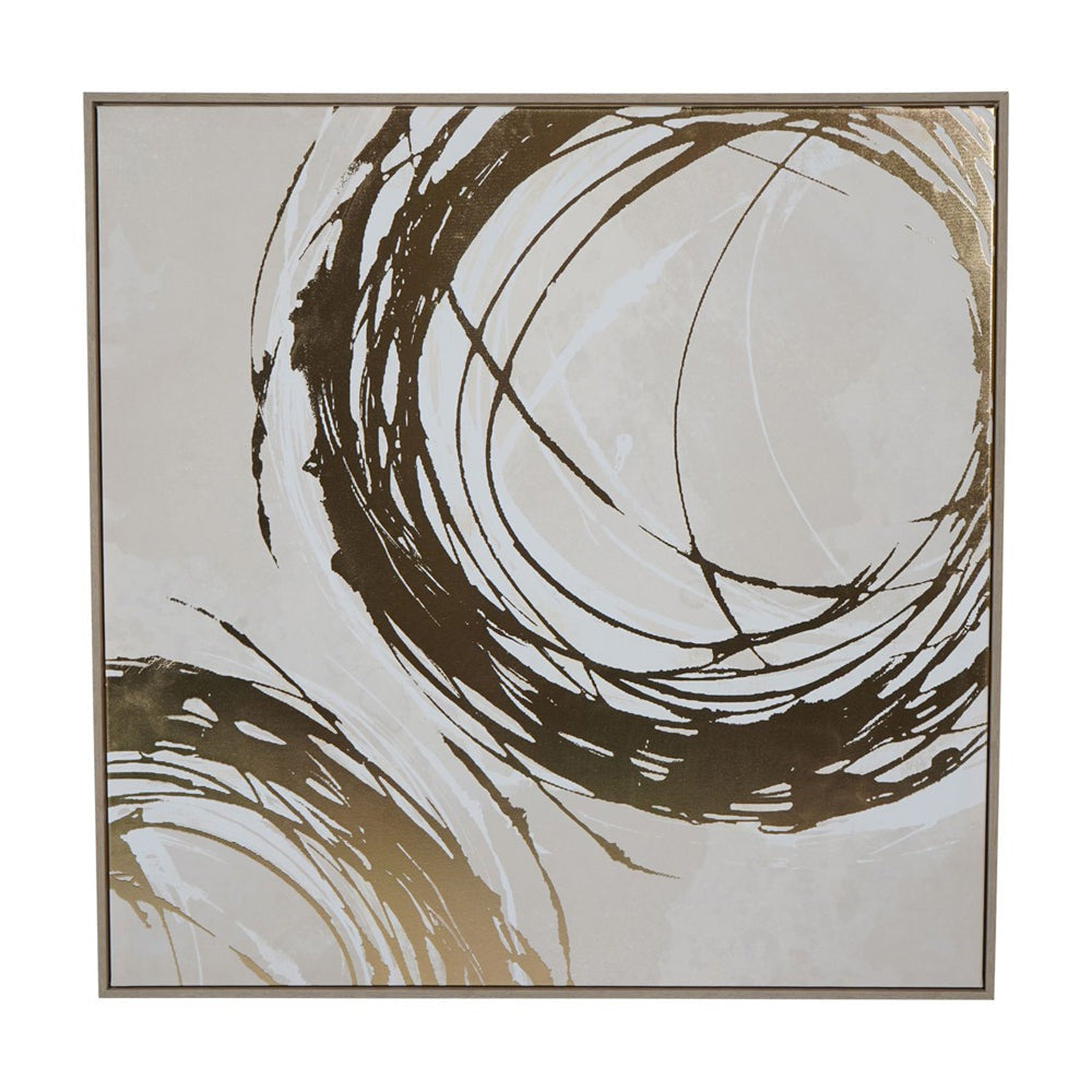 Product photograph of Libra Interiors Golden Foiled Circles Framed Canvas 100x100cm from Olivia's