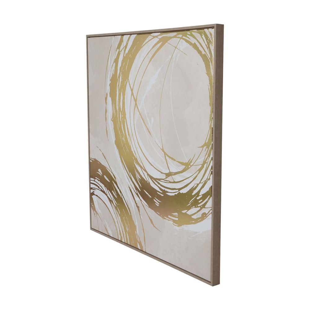 Product photograph of Libra Interiors Golden Foiled Circles Framed Canvas 100x100cm from Olivia's.