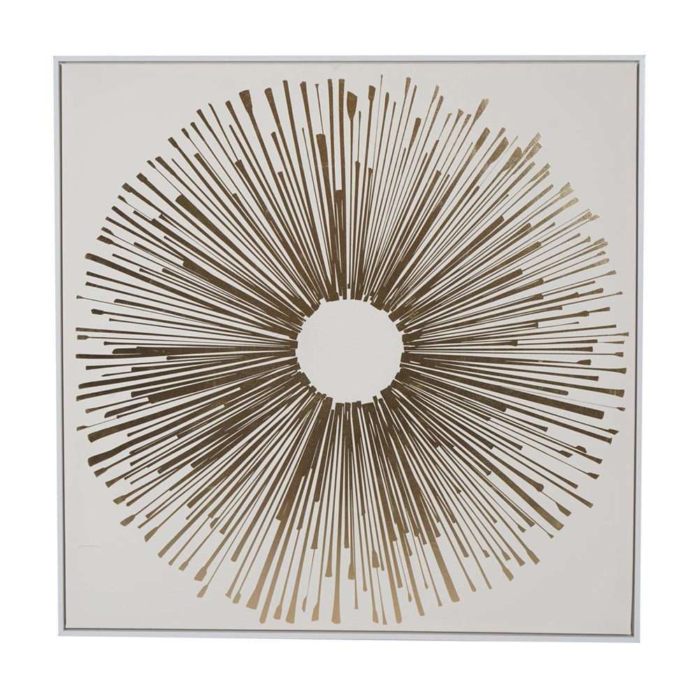 Product photograph of Libra Interiors Golden Foiled Sunburst Framed Canvas 100x100cm from Olivia's