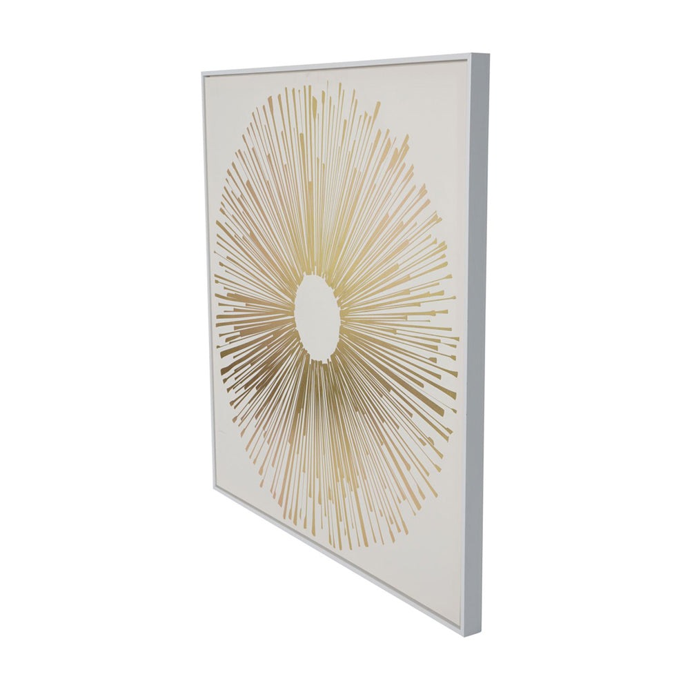 Product photograph of Libra Interiors Golden Foiled Sunburst Framed Canvas 100x100cm from Olivia's.