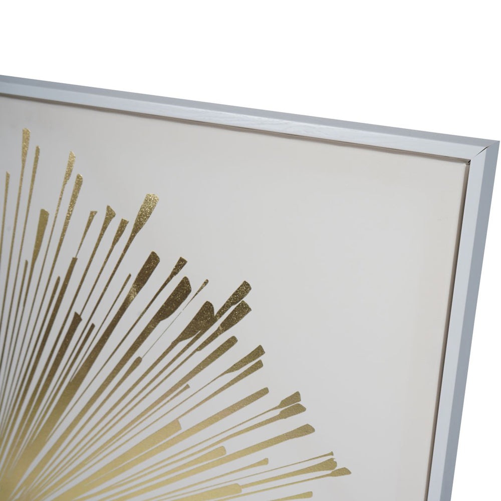 Product photograph of Libra Interiors Golden Foiled Sunburst Framed Canvas 100x100cm from Olivia's.