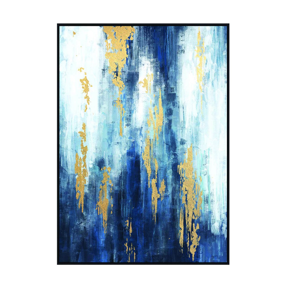 Product photograph of Libra Interiors Urbanite Blue Distressed Foiled Framed Canvas 140x100cm from Olivia's