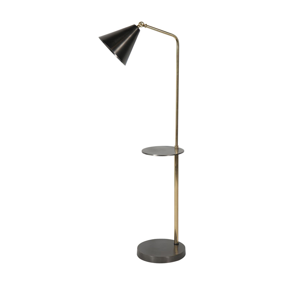 Libra Urban Botanic Collection Amelie Brushed Floor Lamp With Table In Satin Grey Brass