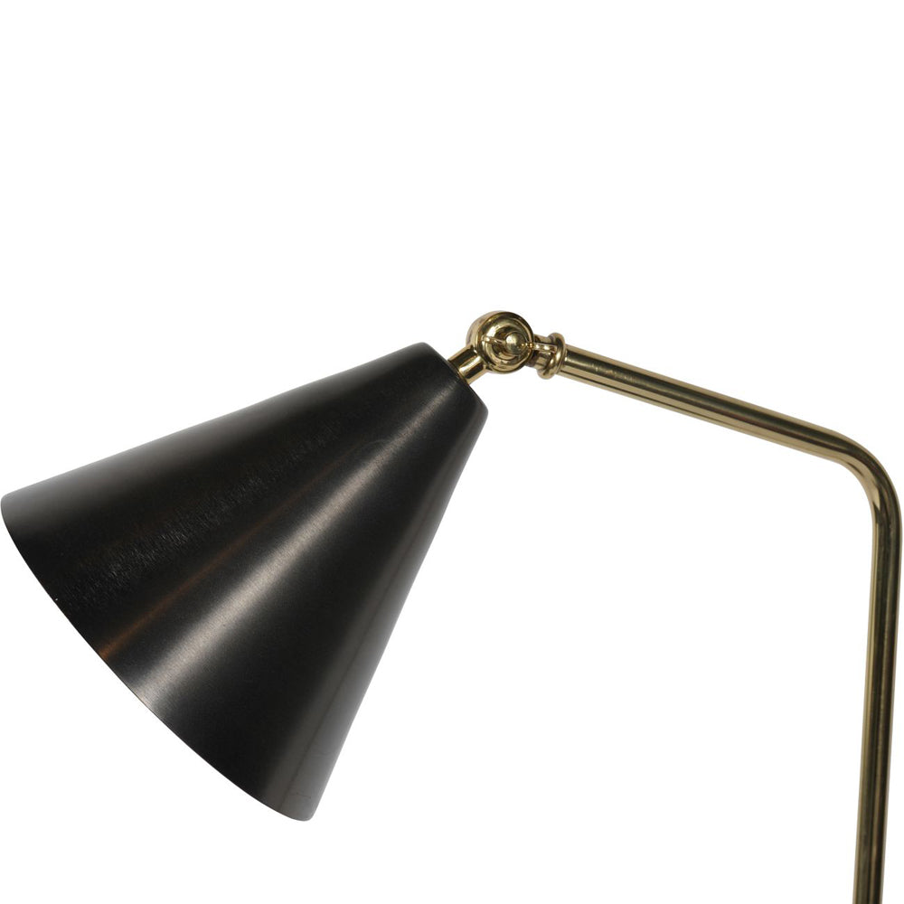 Product photograph of Libra Interiors Amelie Brushed Floor Lamp With Table In Satin Grey Brass from Olivia's.