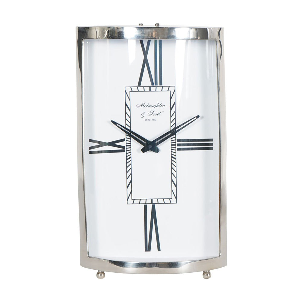 Libra Midnight Mayfair Collection Johnson Mantel Clock In Nickel Finish Small