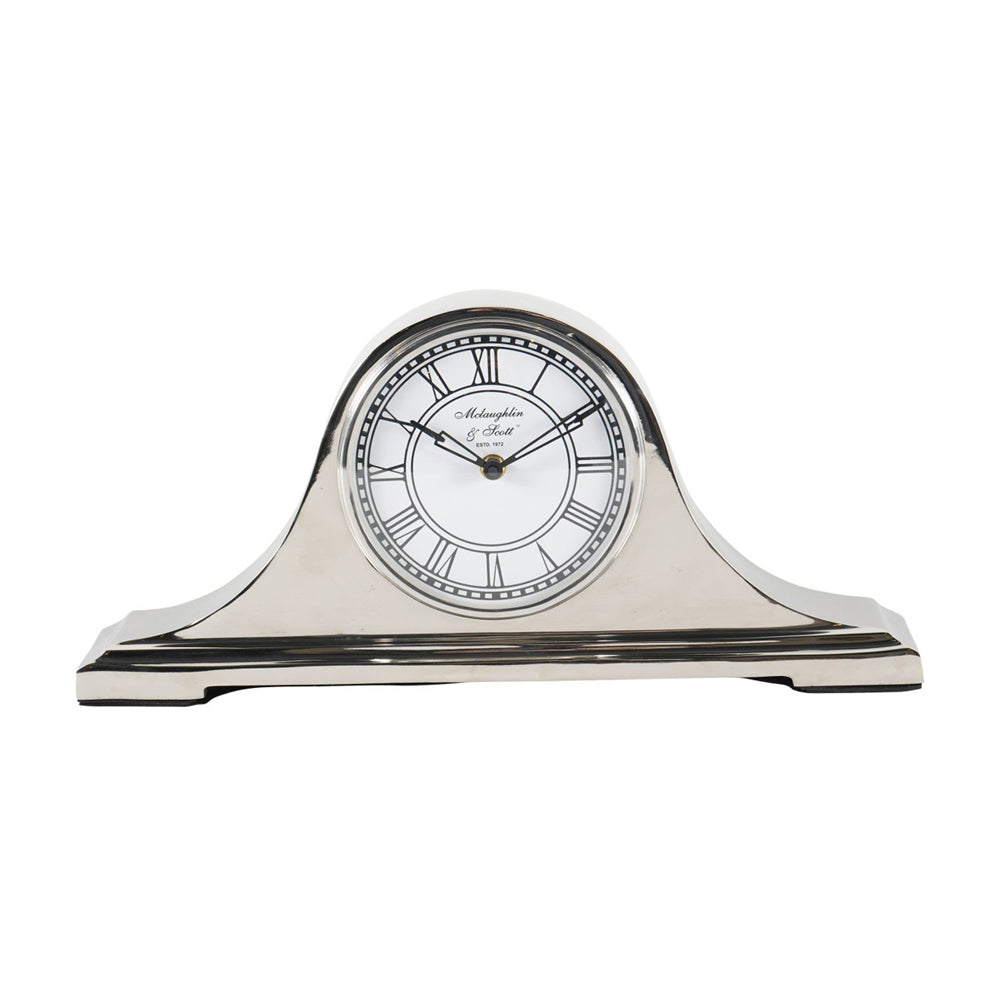 Product photograph of Libra Midnight Mayfair Collection - Retro Carriage Mantel Clock In Nickel Finish from Olivia's