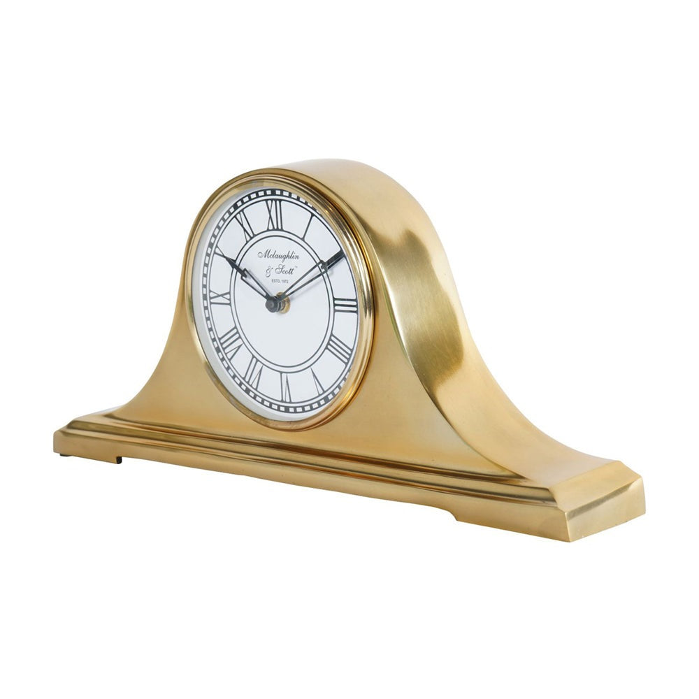 Product photograph of Libra Interiors Retro Carriage Mantel Clock In Brass Finish from Olivia's.