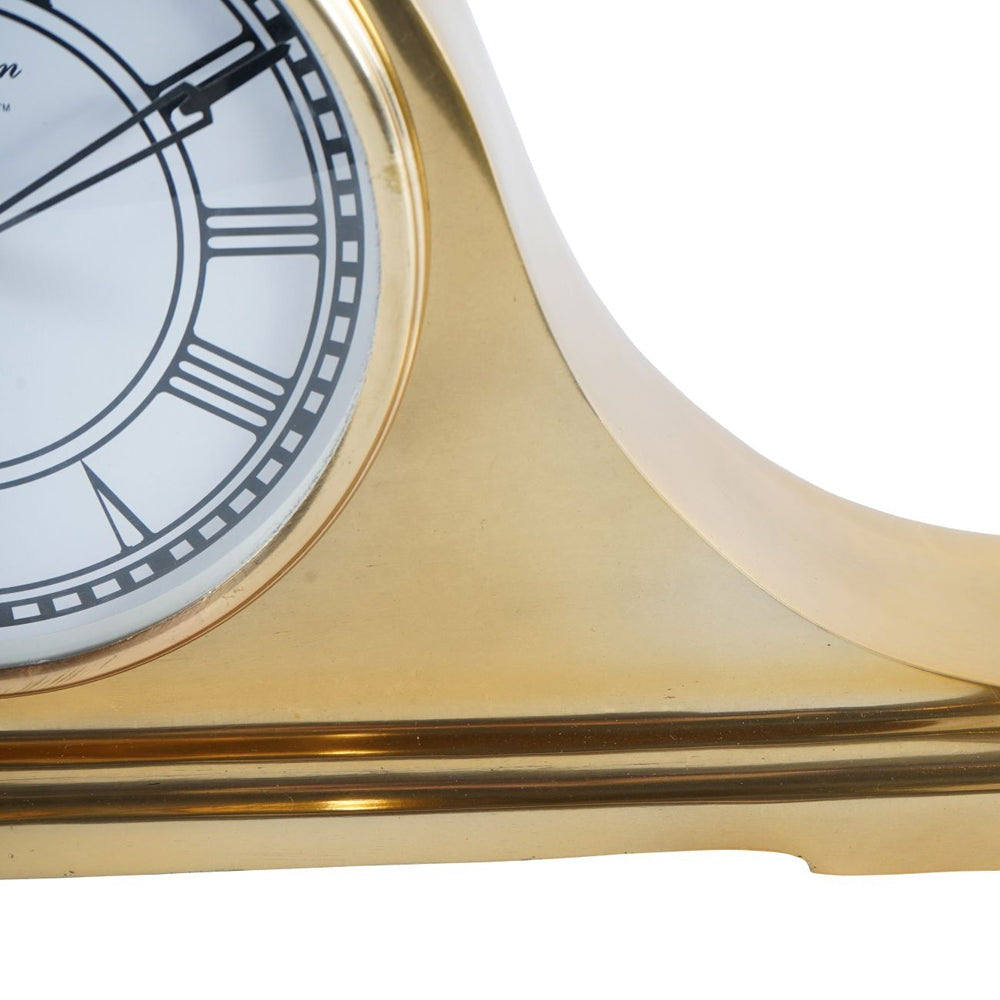 Product photograph of Libra Interiors Retro Carriage Mantel Clock In Brass Finish from Olivia's.