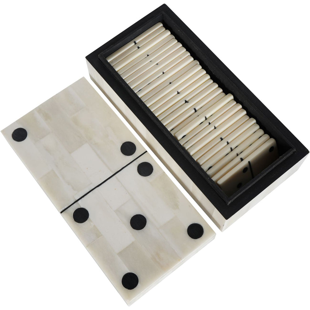 Product photograph of Libra Interiors Chollerford Bone Inlay Dominoes Box from Olivia's.