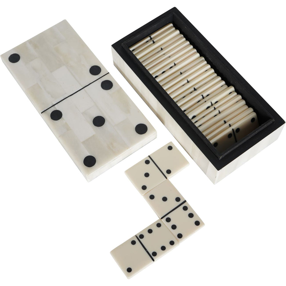 Product photograph of Libra Interiors Chollerford Bone Inlay Dominoes Box from Olivia's.