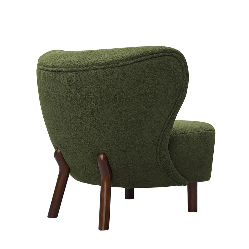 Product photograph of Libra Interiors Lewis Wingback Occasional Chair In Hunter Green Boucle from Olivia's.