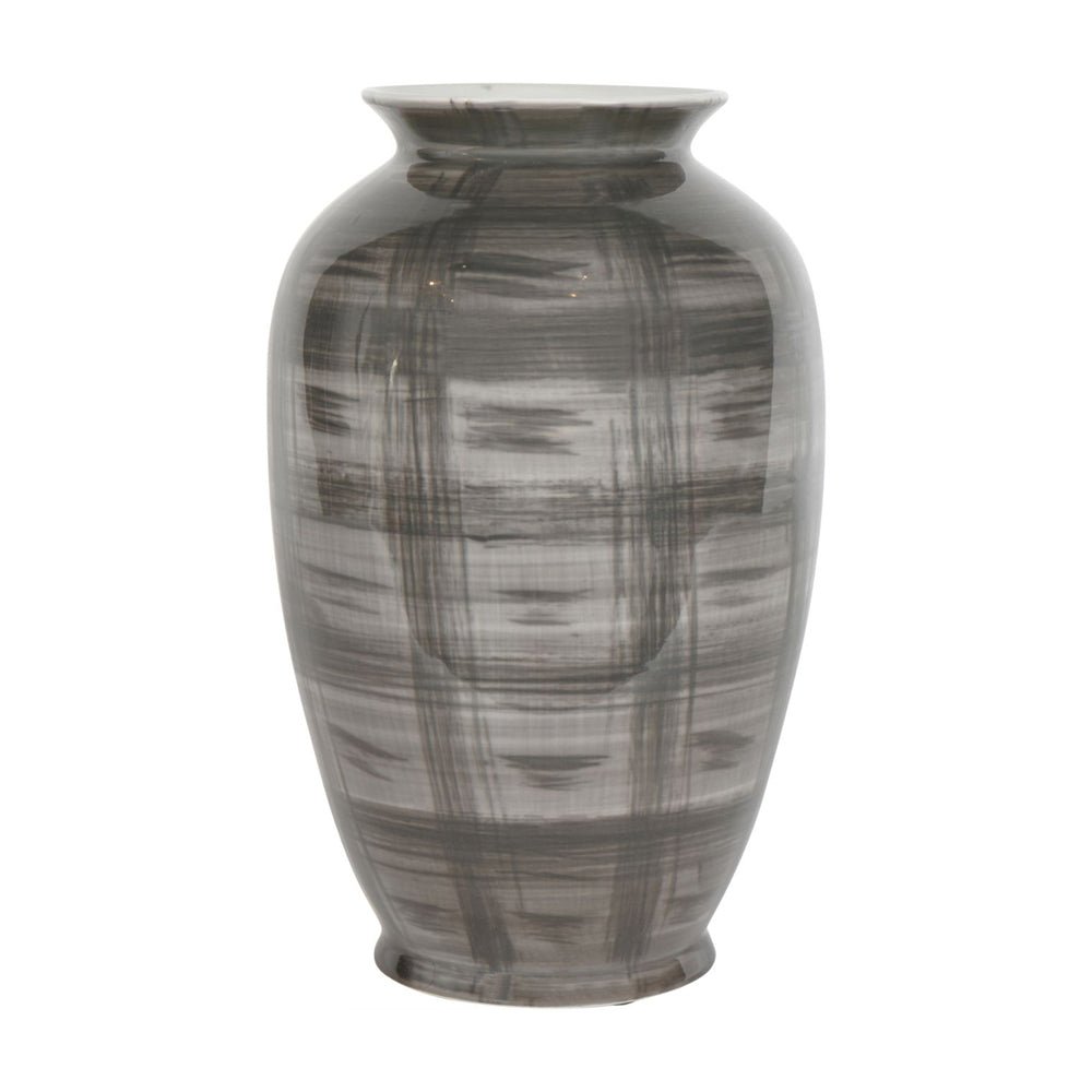 Product photograph of Libra Calm Neutral Collection - Crosshatch Ceramic Vase In Grey from Olivia's