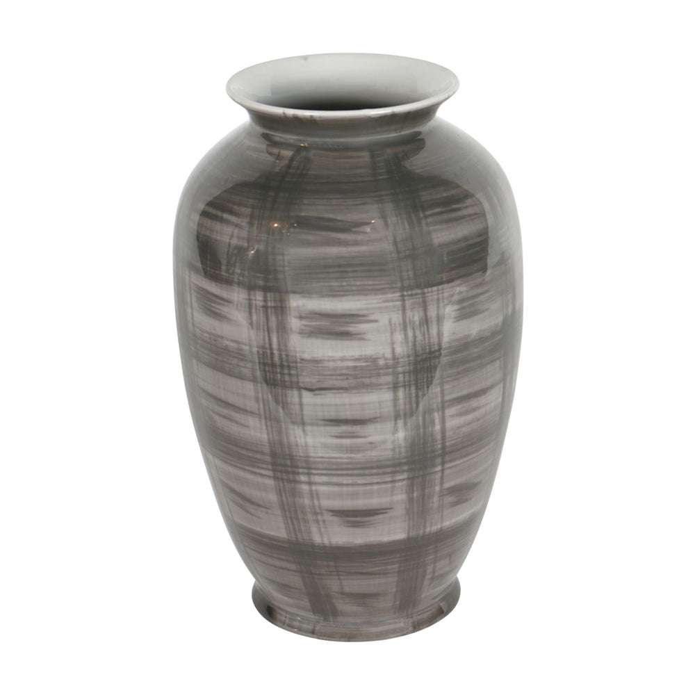 Product photograph of Libra Calm Neutral Collection - Crosshatch Ceramic Vase In Grey from Olivia's.