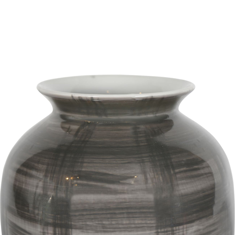 Product photograph of Libra Calm Neutral Collection - Crosshatch Ceramic Vase In Grey from Olivia's.