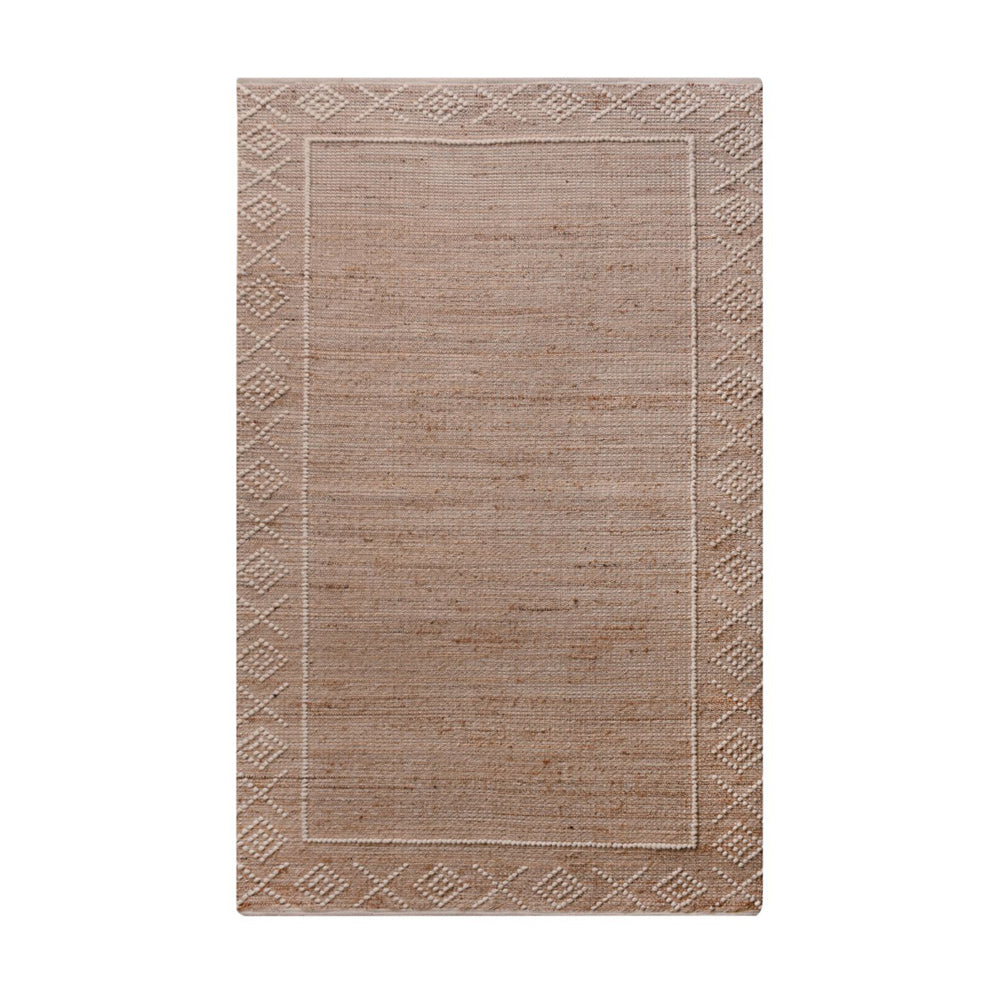 Product photograph of Libra Interiors Templin Hand Woven Jute Wool Rug In Natural Ivory 160x230cm from Olivia's