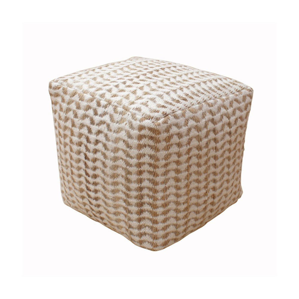 Libra Calm Neutral Collection Basento Hand Woven Pouffe In Natural Ivory