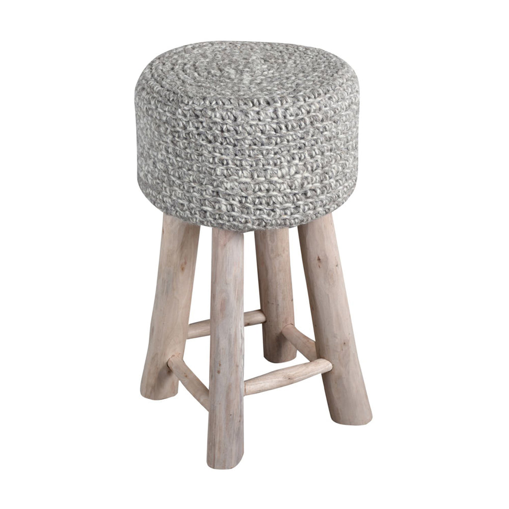 Libra Calm Neutral Collection Nomad Stone Knitted Bar Stool In Grey