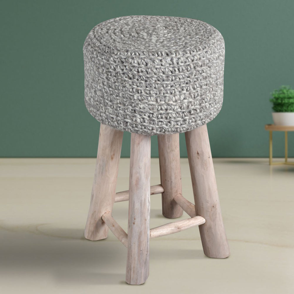 Product photograph of Libra Calm Neutral Collection - Nomad Stone Knitted Bar Stool In Grey from Olivia's.