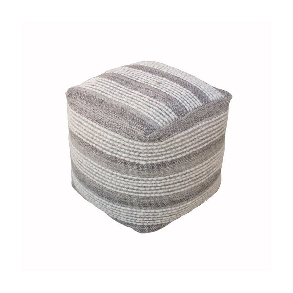 Libra Calm Neutral Collection Voyage Hand Woven Pouffe In Ivory Grey