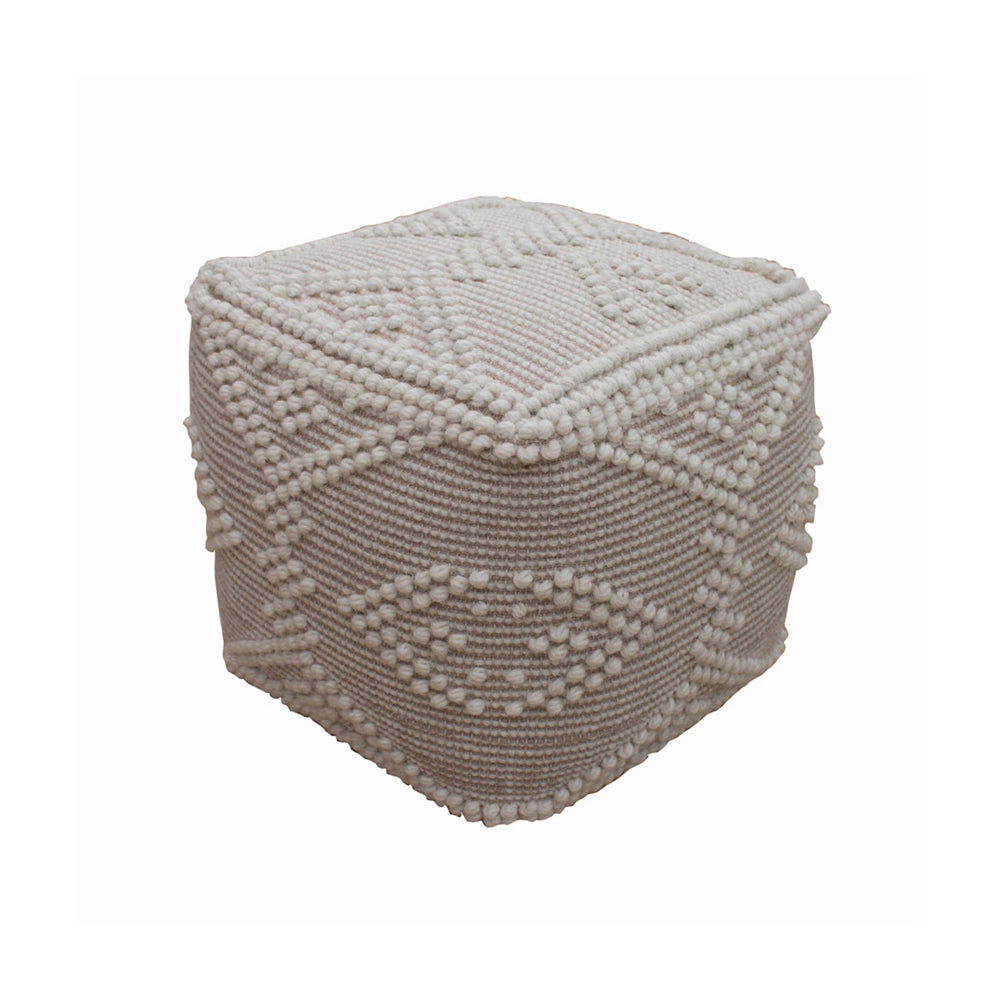 Libra Calm Neutral Collection Fortain Hand Woven Pouffe In Ivory Beige