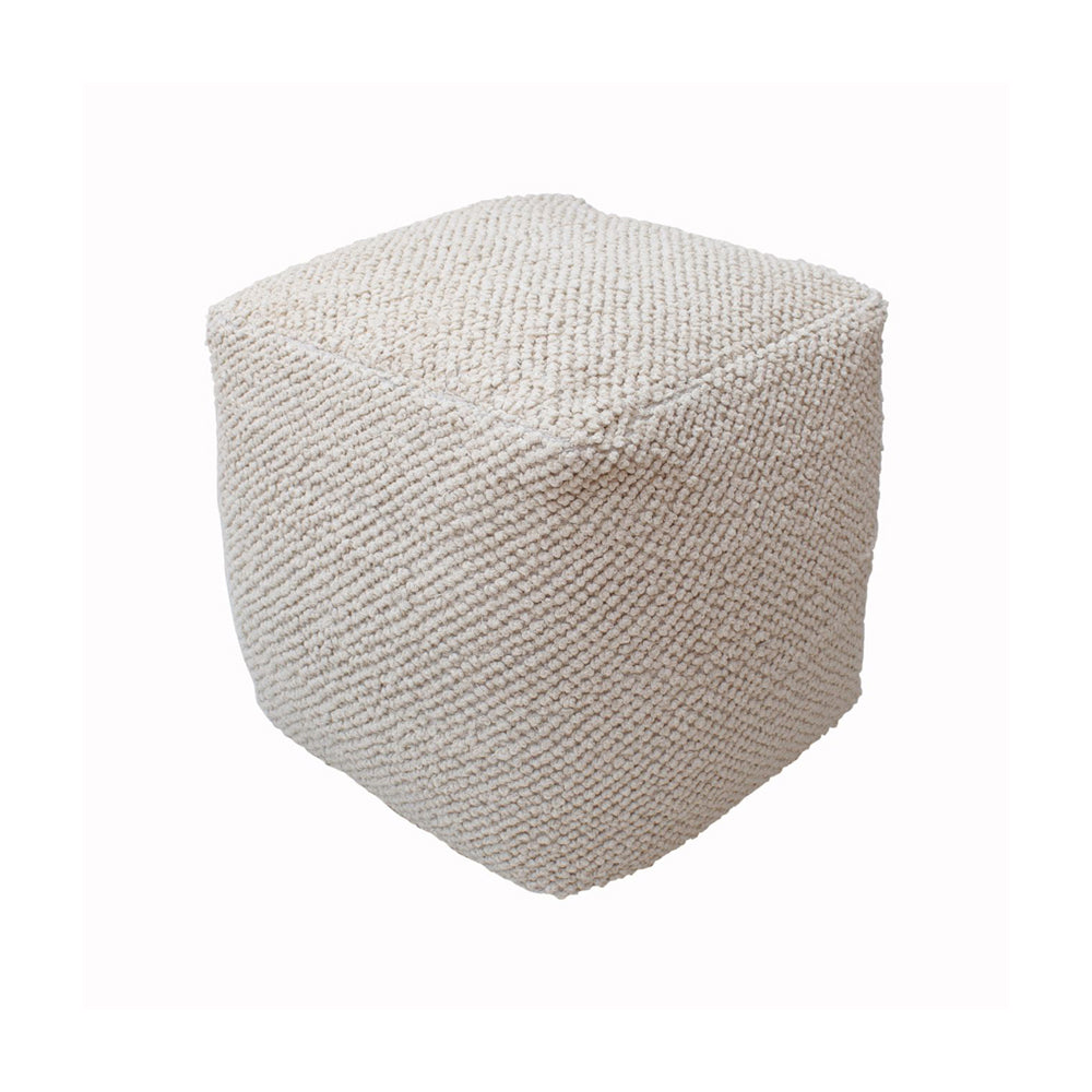 Libra Calm Neutral Collection Rengat Hand Woven Cotton Pouffe In Ivory