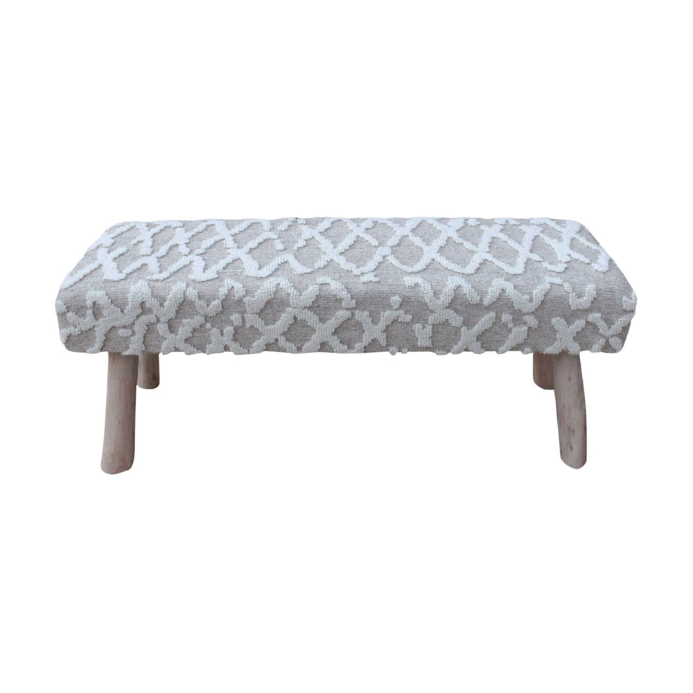 Product photograph of Libra Interiors Canna Knitted Bench In Beige Ivory from Olivia's