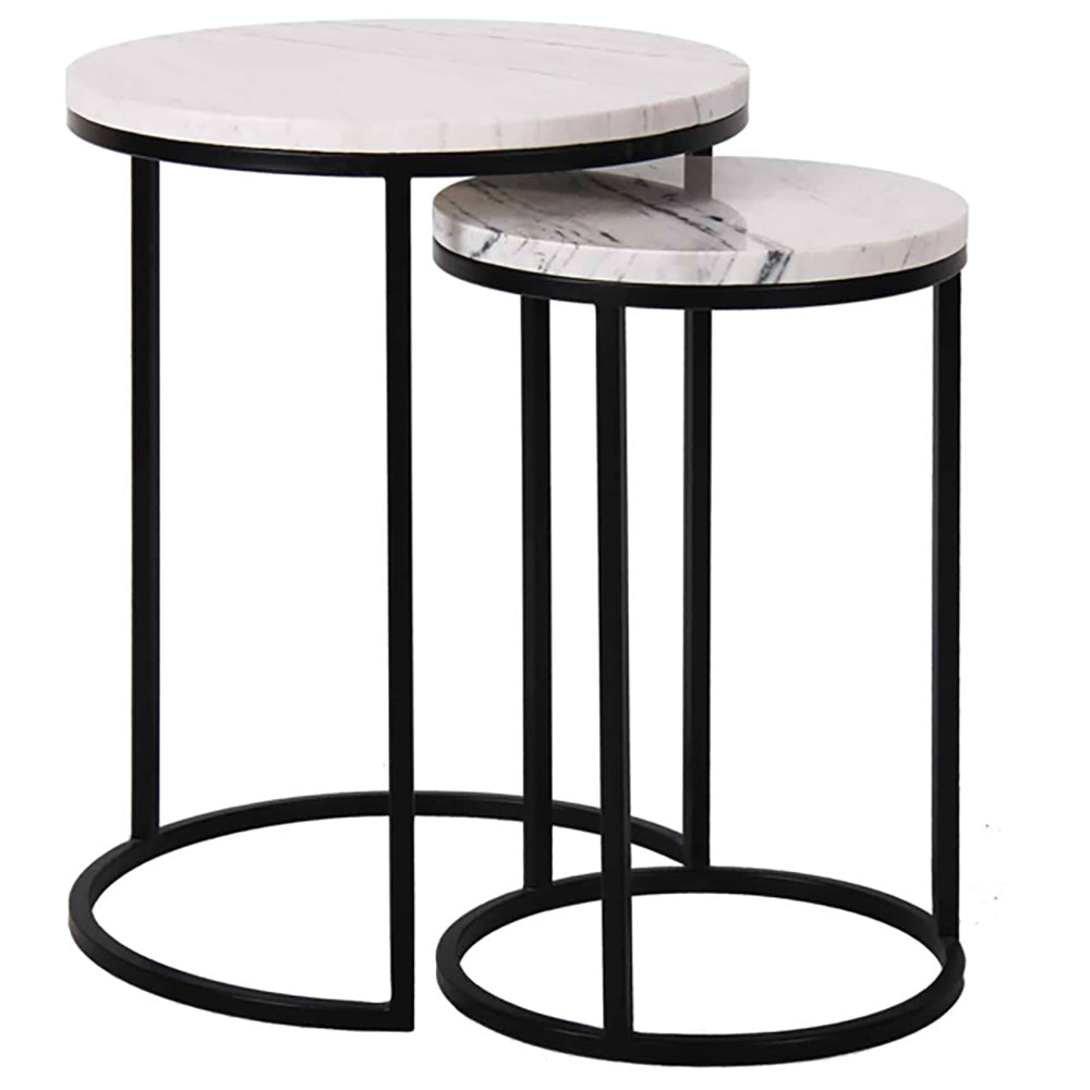 Product photograph of Richmond Set Of 2 Lexington White Round With Black Legs Side Table from Olivia's