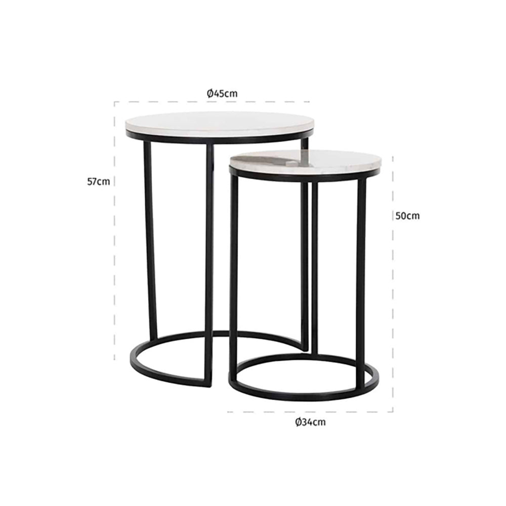 Product photograph of Richmond Set Of 2 Lexington White Round With Black Legs Side Table from Olivia's.