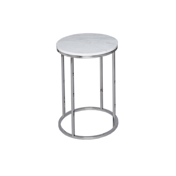 Product photograph of Gillmore Kensal White Marble With Polished Base Round Side Table from Olivia's