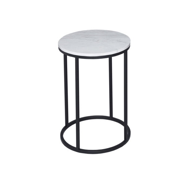 Product photograph of Gillmore Kensal White Marble With Black Base Round Side Table from Olivia's