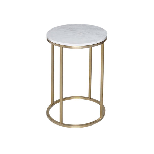 Gillmore Kensal White Marble With Brass Base Round Side Table