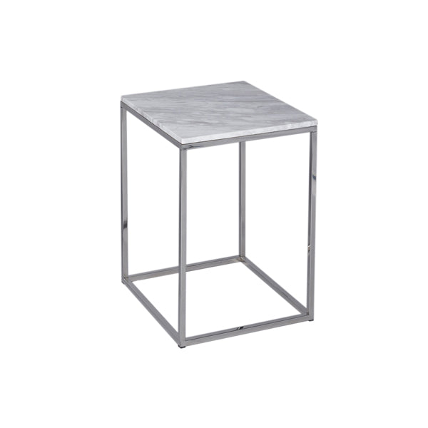 Product photograph of Gillmore Kensal White Marble With Polished Base Square Side Table from Olivia's