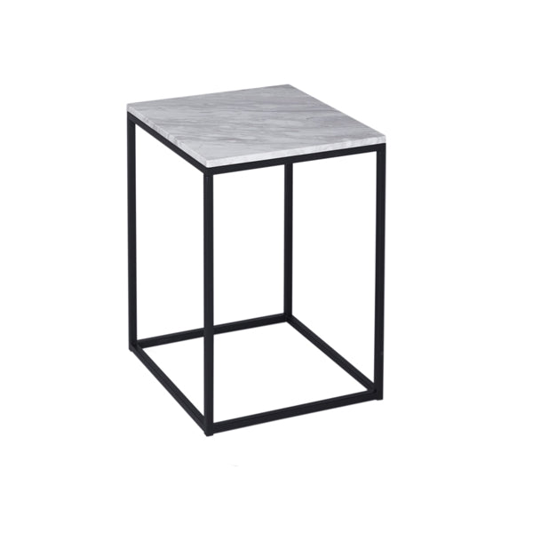 Product photograph of Gillmore Kensal White Marble With Black Base Square Side Table from Olivia's