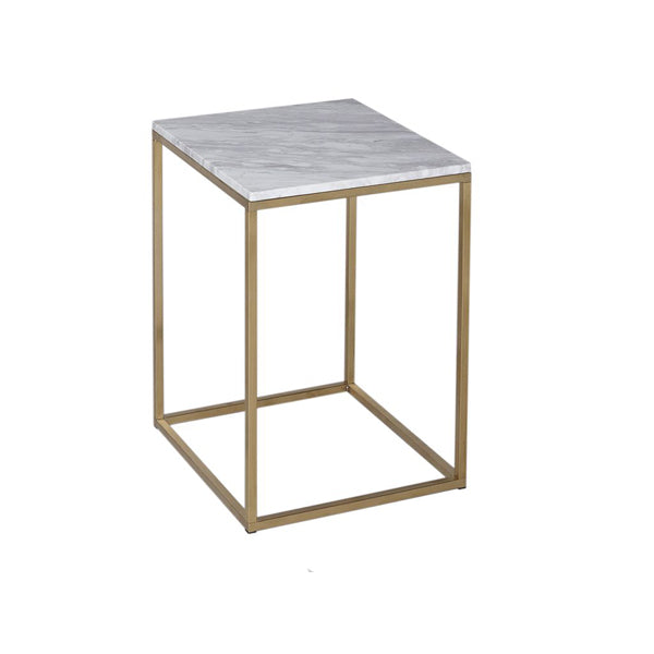 Gillmore Kensal White Marble With Brass Base Square Side Table