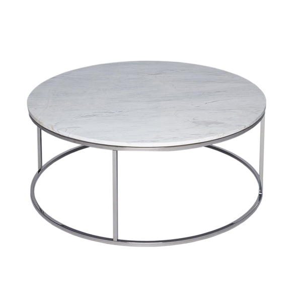 Gillmore Kensal White Marble With Polished Base Round Coffee Table