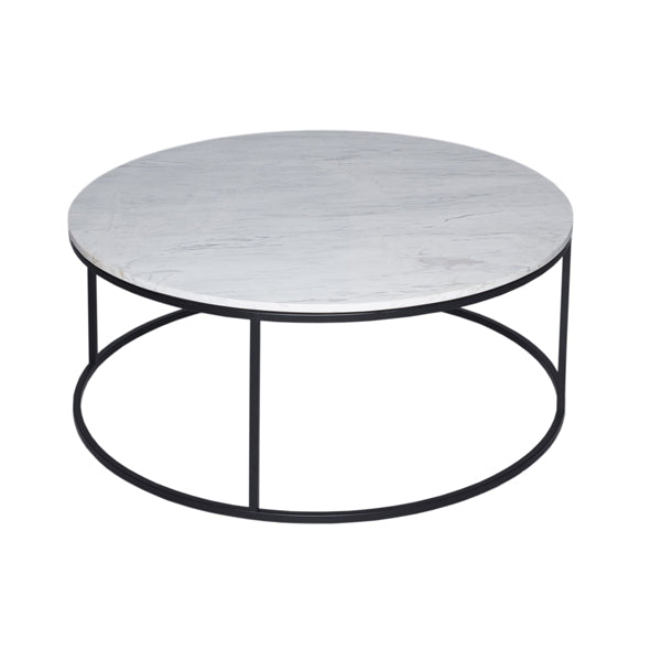 Product photograph of Gillmore Kensal White Marble With Black Base Round Coffee Table from Olivia's.