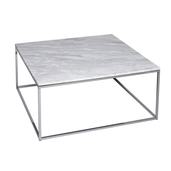 Product photograph of Gillmore Kensal White Marble With Polished Base Square Coffee Table from Olivia's