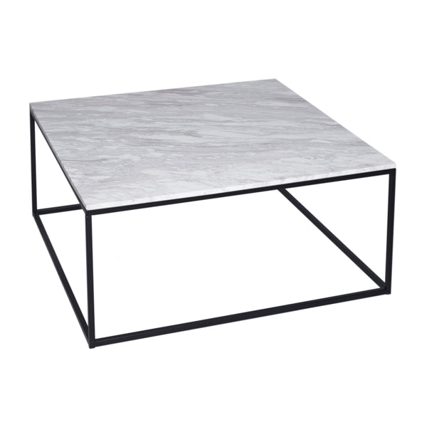 Gillmore Kensal White Marble With Black Base Square Coffee Table