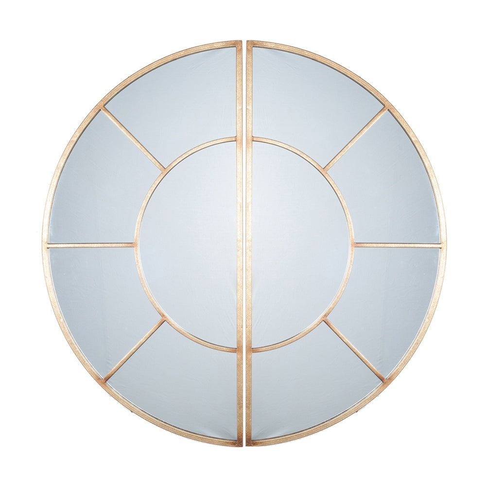 Product photograph of Olivia S Metal 2 Half Moon Section Wall Mirror In Antiuqe Gold from Olivia's