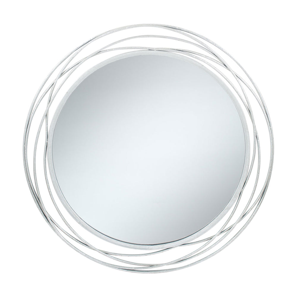 Product photograph of Olivia S Antique Metal Round Wall Mirror In Silver from Olivia's
