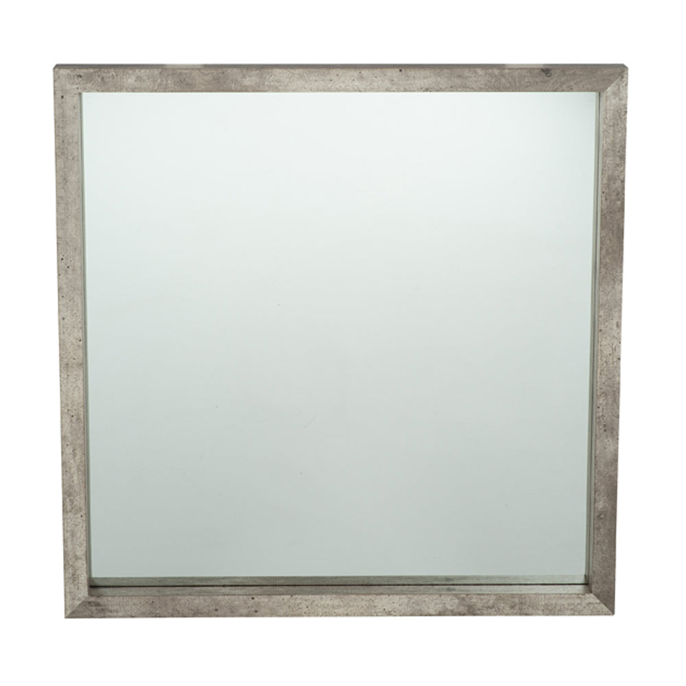 Product photograph of Olivia S Arina Small Concrete Effect Wood Veneer Square Mirror from Olivia's