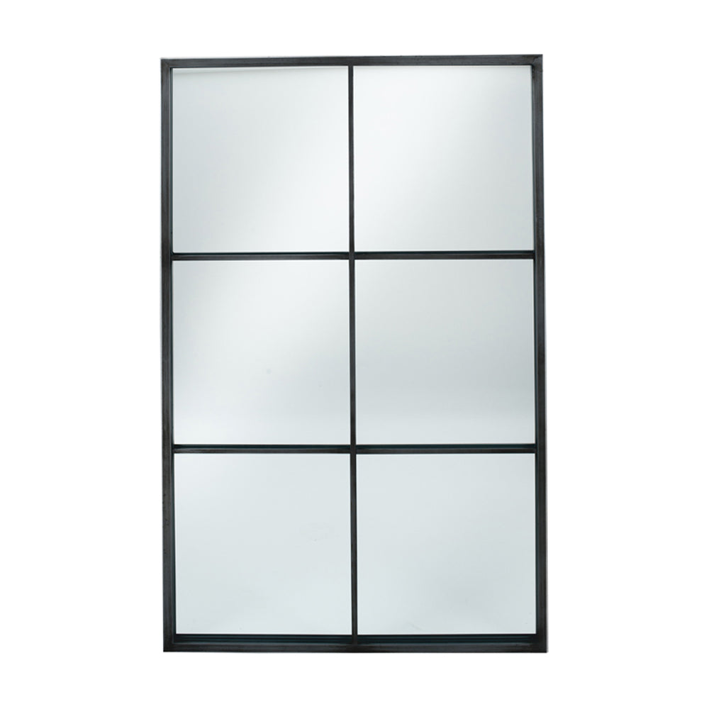 Product photograph of Olivia S Metal 6 Section Rectangular Wall Mirror In Dark Grey from Olivia's