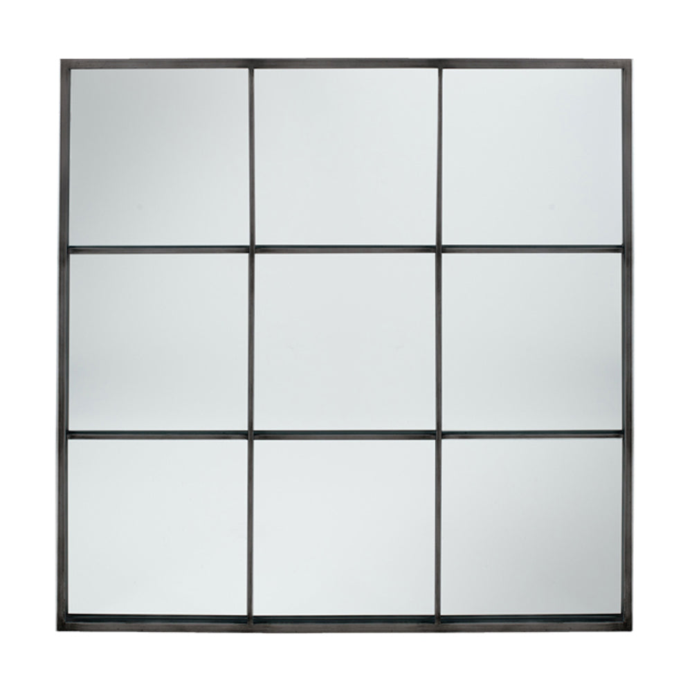 Product photograph of Olivia S Metal 9 Section Square Wall Mirror In Dark Grey from Olivia's