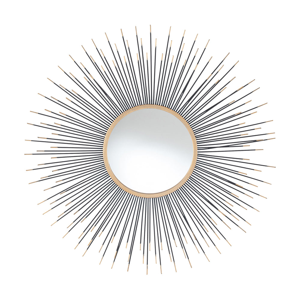 Olivias Kendall Starburst Round Mirror In Black Gold