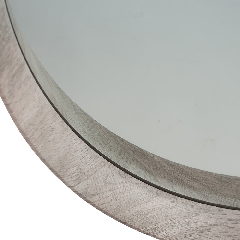 Product photograph of Olivia S Lesha Oak Veneer Round Wall Mirror In Grey from Olivia's.